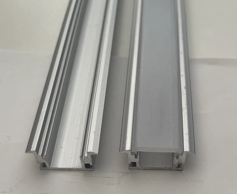 Close-up of 95 Inch In Ground LED Aluminum Channel Kit 2 Pack showing the ultra-slim 0.4 inch profile and recessed design.