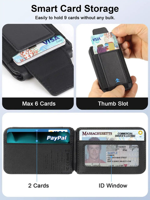 Must Have MagSafe Wallet For iPhone With Find My, showcasing card slots, thumb slot, and ID window for smart card storage.