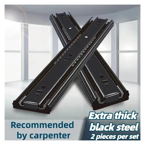 10 To 20 Inch Cold Rolled Steel Drawer Slides Two Section Cabinet Slides Furniture Hardware Close Sliding Track For Diy Woodworking Projects Built To Last Heavy Duty Rails, extra thick black steel pieces