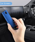 Hand using 6 Pack Screen Cleaner Kit 2 In 1 Touchscreen Mist Cleaner, Spray And Wipe With Microfiber Cloth for car dash display.