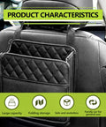 Car Seat Back Organizer PU Leather Hanging Pocket Waterproof Easy To Clean Multipurpose Storage Bag installed on car seat