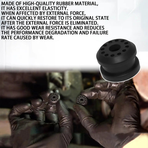 Dodge Ram Transfer Case Shifter Linkage Bushing Set With 2 E Clips Rubber Grommets Replacement For 1500 2500 3500 Heavy Duty Smooth Shifts Durable Fit Easy Installation Direct Fit OEM Quality rubber bushing close-up in gloved hands