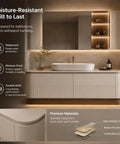 42 Inch Freestanding Single Sink Bathroom Vanity With Defogging LED Mirror Cabinet And Soft Neutral Finish For A Dope Modern Refresh That Hits Different In Your Space, showcasing moisture-resistant build and materials.