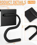 4 Pack S Hooks For Wall Storage System Heavy Duty Curved Pivot Garage Hooks With Non Slip Coating, black steel, close-up