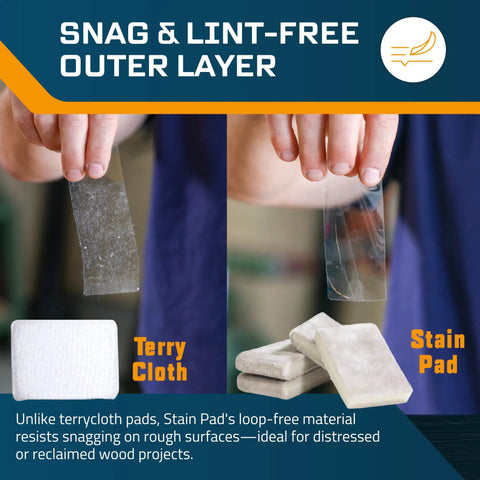 Comparing terry cloth to Cut To Size Staining Pads 2 Pack With Micro Brush Material For Wood Stains And Oil Based Finishes.