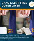 Total Game Changer Wood Stain Pads 10 Pack Precision Applicators showing snag-free Terry Cloth and Stain Pad for wood projects.