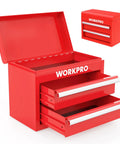 Mini Metal Tool Box With Two Drawers And Top Storage, Cold Rolled Steel Chest With PVC Liners, PP Feet Pads, And Magnetic Tab, Portable Handy Tool Organizer