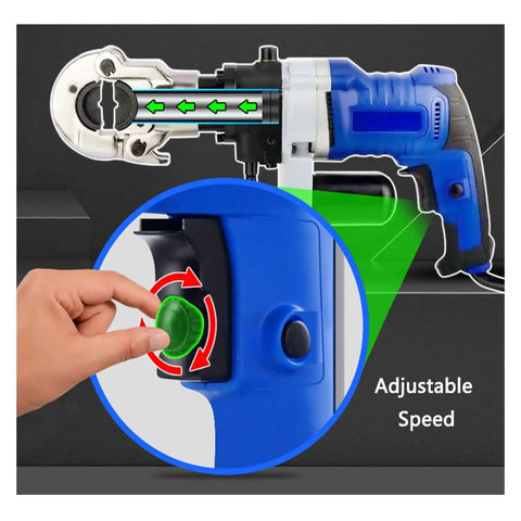 Heavy Duty Electric Hydraulic Pliers Terminal Crimping Machine With Fast Cable Cutting And Pressing Portable Wire Tool for Professionals, showing adjustable speed feature.