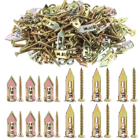 DIY Friendly Self Drilling Drywall Anchor Kit 30 And 50 Piece Set Zinc Coated Metal Expansion Anchors For Quick Secure Picture Frame Hangs On Interior Walls, assorted anchors and screws