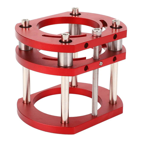 Heavy Duty Pro Grade Height Adjustable Router Lift System With 4 Jaw Clamping Aluminum Alloy And Stainless Steel Build For Router Tables Base With Manual Lifting Rod For Precise Height Control On Small Trimming Machines, red 4-jaw clamp