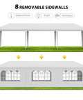 Heavy Duty Outdoor Party Tent 10x30 Gazebo With Removable Sidewalls showing open and closed configurations on green lawn