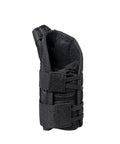 Kid Sized Thumb Spica Wrist Splint For Sprains And Tendonitis, Left Wrist Immobilizer shown from side, black fabric, 3 to 5 inch circ.