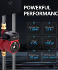 Automatic Hot Water Recirculating Pump 7 GPM 32 Ft Head features digital display and specifications for maximum performance.