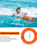 Man using Water Rescue Throw Bag With 50 Feet Of Three Tenths Inch Rope Tensile Strength 1844 Lbs, floating in water