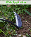 17 Inch Sickle Hoe Hand Weeder With Kama Blade High Carbon Steel One Piece Tool cutting through garden soil