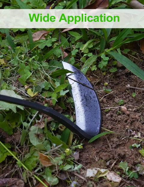17 Inch Sickle Hoe Hand Weeder With Kama Blade High Carbon Steel One Piece Tool cutting through garden soil