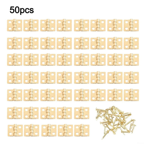 Vintage Brass Cabinet Hinges Set 50 Pieces Small 8x10mm Hinges For Drawers Jewelry Boxes Tiny Chests Wooden Cases