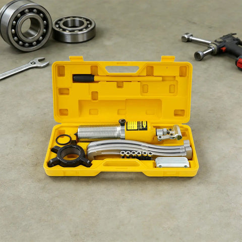 Heavy Duty Hydraulic Gear Puller Kit With Massive 20 Ton Force For Yanking Stuck Wheel Hubs And Bearings From Trucks Using 2 Or 3 Jaw Sets For Tough Auto Repair Jobs At Home Helping You Grind Through Nasty Parts Quickly Saving Time, yellow case