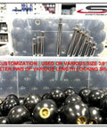 Black phenolic ABS ball knob (SBD) with brass insert; 3/8-16 thread, displayed with assorted knobs