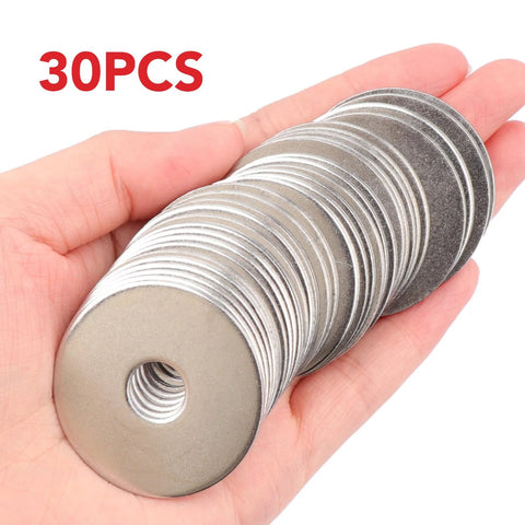 AOKOLL 3/8-inch stainless steel Fender washers, 30 pcs, flat washers with 1-1/2" outer diameter held in hand