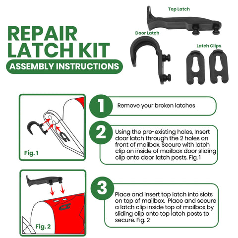 Assembly instructions for Mailbox Latch Replacement Kit For Group Standard And Post Mailboxes Door Latch Replacement Easy