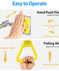 Heavy Duty Combination Emergency Eye Wash Shower Station Forged From Bonafide 304 Stainless Steel For Workplace Safety showing hand push plate and pulling ring operation.