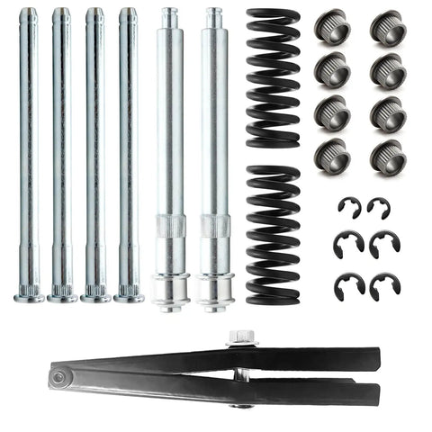 Door Hinge Pin And Bushing Repair Kit With Roller Pins For Chevy GMC Trucks Suburban Tahoe Compatible Hinges Durable Zinc Plated Steel Includes 4 Hinge Pins And 2 Roller Pins visible components