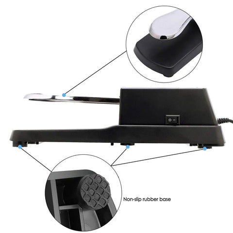 Side view of Universal Sustain Pedal For Yamaha Casio MIDI Roland Digital Keyboards And Pianos With Polarity Switch Six Foot Cable