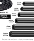 Six Piece Five Foot Silicone Vacuum Hose Kit For Cars With Six Inner Diameters From One Eighth To Three Eighths Inch Durable Flexible High Performance Auto Vacuum Tubing For Air Intake Boost PCV And More 43 PSI Working Pressure 130 PSI Burst.