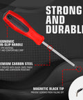 Close-up of a screwdriver from the Magnetic Screwdriver Set With Rack And Accessories For DIY Projects showing ergonomic handle and magnetic tip.