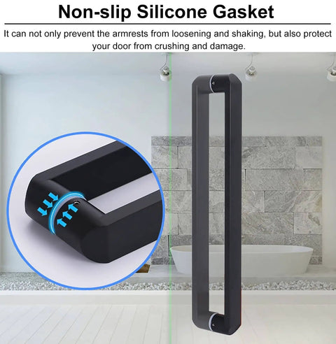 Door Pull Handle Modern Barn Door Kit With Slick Matte Black Finish For Wood And Interior Doors 37 Inch Length Push Pull Bar Handle For Hallway Kitchen Shower Easy Two Hole Install Black To Black installed on door