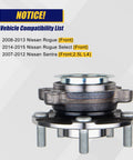 Front Wheel Bearing Hub Assembly 513298 Fits 2008 2013 Nissan Rogue 2014 2015 Nissan Rogue Select and 2007 2012 Nissan Sentra Front 5 Lug ABS Encoder Replacement