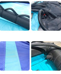 Close-up of the Inflatable Surfing Foil Wing for Beginners and Pros, showing Oxford polyester fabric and air pump details.