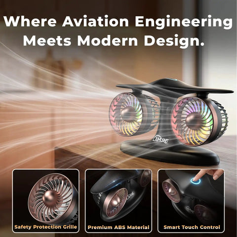 Jet Engine Desk Fan With Eighteen Hour Runtime USB C Rechargeable Turbo Table Fan Aviation Turbine Office Decor Luxury