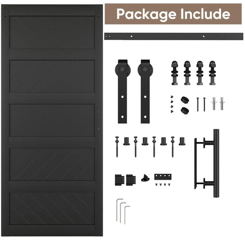Ultra Sharp 42 By 96 Inch Wave Shape Sliding Barn Door In Matte Black Comes With Boss Level Hardware Kit crafted from heavy duty steel components.