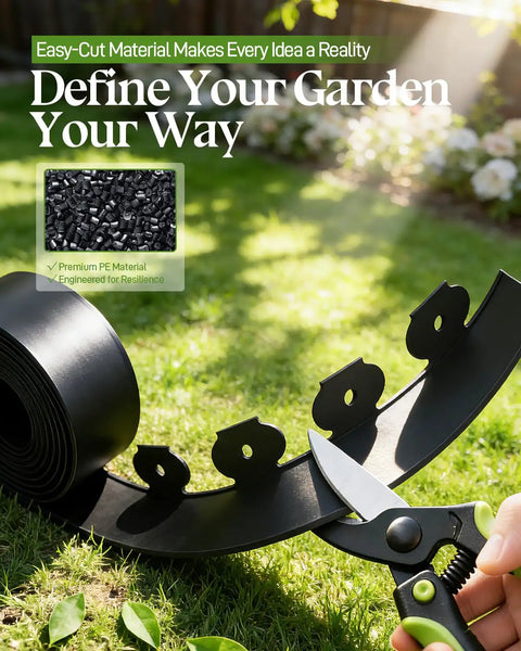 2 Inch Tall No-Dig Plastic Garden Edging Border Kit With 40 Ft Length And 40 Metal Spikes For Lawn Flower Beds And Landscaping