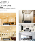 Six Pack Four Inch Ultra Thin LED Recessed Ceiling Lights with junction box dimmable canless wafer downlights, showing different room settings and color temperatures