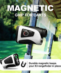 Dope Golf Rangefinder With Slope Compensation And Magnetic Mount, 7X Magnification shown mounted on golf cart