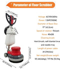 Commercial Floor Cleaning Machine 17 Inch Floor Cleaner And Polisher Industrial Scrubber Buffer With Three Changeable Brushes.
