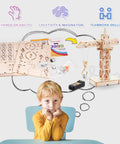 4 In 1 Wood Building STEM Kit For Kids 8 To 12 With Tower Crane Hydraulic Loader Solar Powered Truck And Road Roller A Totally Fun DIY Construction And Engineering Toy Set For Boys And Girls with child