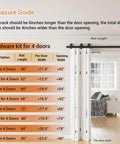 52 Inch Bi Folding Barn Door Hardware Track Kit For Four Doors Under 12.5 Inches Wide Panels Accordion Style Space Saving Heavy Duty Track System With Smooth Operation Doors Not Included.
