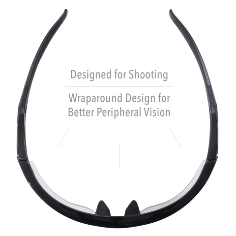 Acadia Shooting Glasses With Anti Fog Coating Clear Lenses Sporty Lightweight, wraparound design, black frame