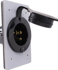 Male NEMA 5 15P Power Inlet Flanged Receptacle 15 Amp 125V Waterproof Outdoor Shore Power Inlet Black Grey