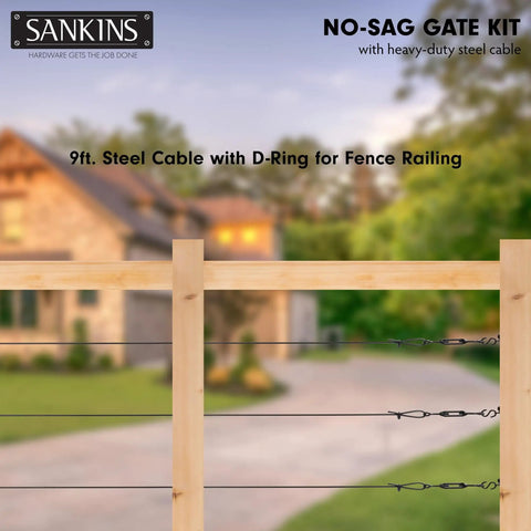 Anti Sag Gate Kit For Wooden Fence Black Stainless Steel Cable Wire Rope Repair Kit With 7x7 Construction Heavy Duty