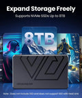 Blazing Fast External Ssd Enclosure For M2 Nvme Drives Featuring Usb 4 And Thunderbolt 4 showing support for NVMe SSDs up to 8TB.