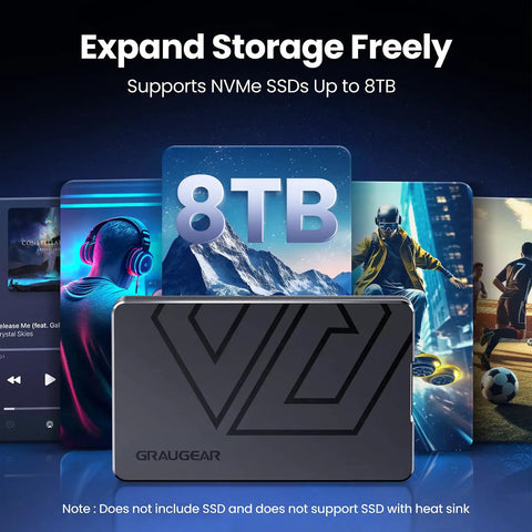 Blazing Fast External Ssd Enclosure For M2 Nvme Drives Featuring Usb 4 And Thunderbolt 4 showing support for NVMe SSDs up to 8TB.