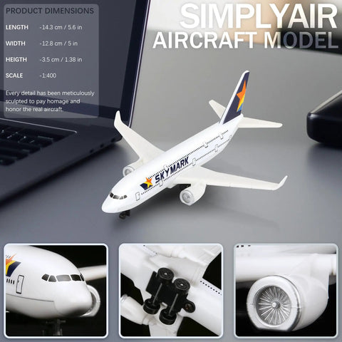 Skymark 1 By 400 Airplane Model Kit For Display, Alloy Body With Plastic Base, No Assembly Required, desk setup