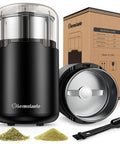 Electric Herb Grinder With Press Down Lid Fast Even Grinding Powerful Motor For Spices And Herbs with stainless steel blades.