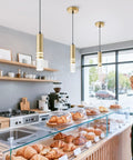 Gold Finish Pendant Light Fixtures 3 Pack LED Pendant Lights For Kitchen Island And Bar with Bubble Crystal Lit 4000K