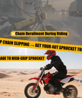 Image showing the benefits of using 40T Steel Rear Sprocket for Mini Bikes 6 Hole Direct Replacement With Wrench Included.